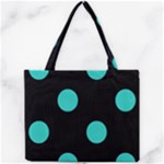 Polka Dots - Turquoise on Black Mini Tote Bag