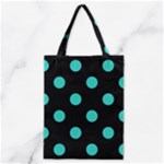 Polka Dots - Turquoise on Black Classic Tote Bag