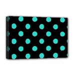 Polka Dots - Turquoise on Black Deluxe Canvas 18  x 12  (Stretched)