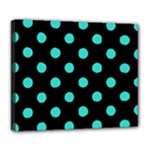 Polka Dots - Turquoise on Black Deluxe Canvas 24  x 20  (Stretched)