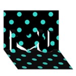 Polka Dots - Turquoise on Black I Love You 3D Greeting Card (7x5)