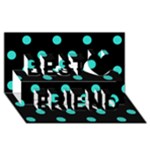 Polka Dots - Turquoise on Black Best Friends 3D Greeting Card (8x4)