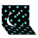 Polka Dots - Turquoise on Black Heart 3D Greeting Card (7x5)
