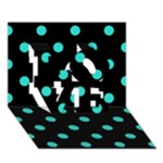 Polka Dots - Turquoise on Black LOVE 3D Greeting Card (7x5)