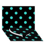 Polka Dots - Turquoise on Black Heart Bottom 3D Greeting Card (7x5)