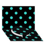 Polka Dots - Turquoise on Black Circle Bottom 3D Greeting Card (7x5)