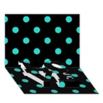 Polka Dots - Turquoise on Black LOVE Bottom 3D Greeting Card (7x5)