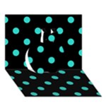 Polka Dots - Turquoise on Black Apple 3D Greeting Card (7x5)