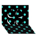Polka Dots - Turquoise on Black Clover 3D Greeting Card (7x5)