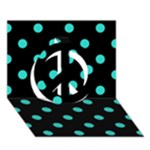 Polka Dots - Turquoise on Black Peace Sign 3D Greeting Card (7x5)
