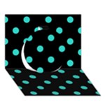 Polka Dots - Turquoise on Black Circle 3D Greeting Card (7x5)