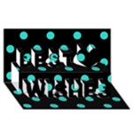 Polka Dots - Turquoise on Black Best Wish 3D Greeting Card (8x4)