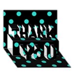 Polka Dots - Turquoise on Black THANK YOU 3D Greeting Card (7x5)