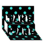 Polka Dots - Turquoise on Black TAKE CARE 3D Greeting Card (7x5)