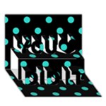 Polka Dots - Turquoise on Black You Did It 3D Greeting Card (7x5)