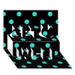 Polka Dots - Turquoise on Black Get Well 3D Greeting Card (7x5)