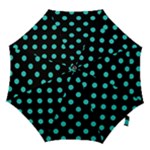 Polka Dots - Turquoise on Black Hook Handle Umbrella (Large)