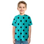 Polka Dots - Black on Cyan Kid s Sport Mesh Tee