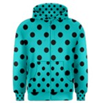 Polka Dots - Black on Cyan Men s Zipper Hoodie