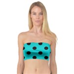 Polka Dots - Black on Cyan Bandeau Top