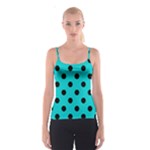 Polka Dots - Black on Cyan Spaghetti Strap Top