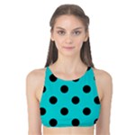 Polka Dots - Black on Cyan Tank Bikini Top