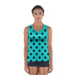 Polka Dots - Black on Cyan Women s Sport Tank Top