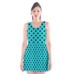 Polka Dots - Black on Cyan Scoop Neck Skater Dress
