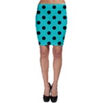 Polka Dots - Black on Cyan Bodycon Skirt