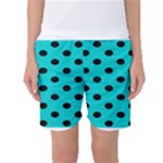 Polka Dots - Black on Cyan Women s Basketball Shorts