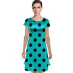 Polka Dots - Black on Cyan Cap Sleeve Nightdress