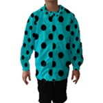 Polka Dots - Black on Cyan Hooded Wind Breaker (Kids)