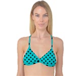 Polka Dots - Black on Cyan Reversible Tri Bikini Top