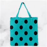Polka Dots - Black on Cyan Grocery Tote Bag