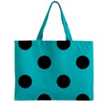 Polka Dots - Black on Cyan Zipper Mini Tote Bag