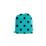 Polka Dots - Black on Cyan Drawstring Pouch (XS)