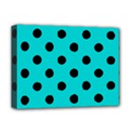 Polka Dots - Black on Cyan Deluxe Canvas 16  x 12  (Stretched)