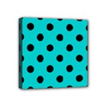 Polka Dots - Black on Cyan Mini Canvas 4  x 4  (Stretched)