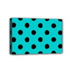 Polka Dots - Black on Cyan Mini Canvas 6  x 4  (Stretched)