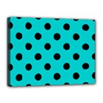 Polka Dots - Black on Cyan Canvas 16  x 12  (Stretched)