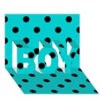 Polka Dots - Black on Cyan BOY 3D Greeting Card (7x5)