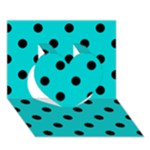 Polka Dots - Black on Cyan Heart 3D Greeting Card (7x5)