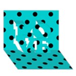 Polka Dots - Black on Cyan LOVE 3D Greeting Card (7x5)