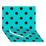 Polka Dots - Black on Cyan Heart Bottom 3D Greeting Card (7x5)