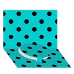 Polka Dots - Black on Cyan Circle Bottom 3D Greeting Card (7x5)