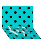 Polka Dots - Black on Cyan LOVE Bottom 3D Greeting Card (7x5)