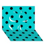 Polka Dots - Black on Cyan Clover 3D Greeting Card (7x5)