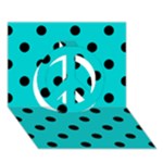 Polka Dots - Black on Cyan Peace Sign 3D Greeting Card (7x5)