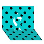 Polka Dots - Black on Cyan Ribbon 3D Greeting Card (7x5)