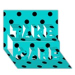 Polka Dots - Black on Cyan TAKE CARE 3D Greeting Card (7x5)
